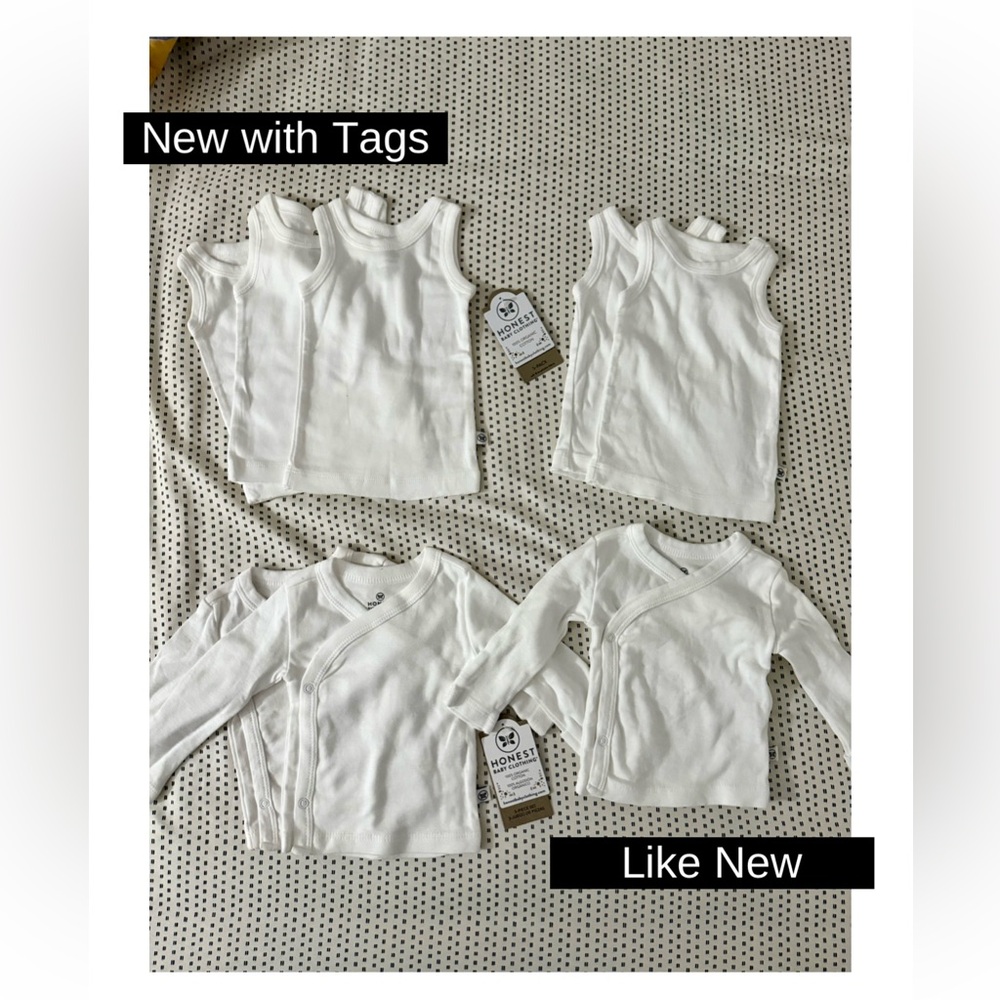 NWT! HonestBaby Organic Cotton Kimono Tops & Sleeveless Muscle T-Shirts Newborn - Picture 2 of 3
